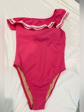 Jcrew One-Shoulder Ruffle Pink Swimsuit size 04